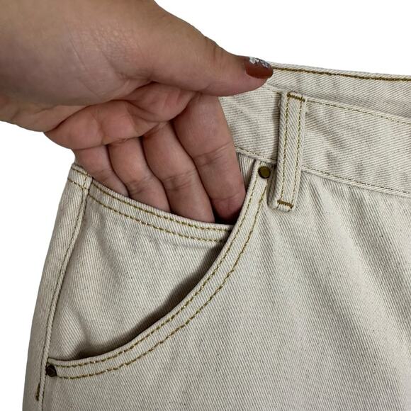 Blank NYC Ivory Painter’s Denim High Rise Crop Straight Jeans Gold Trim Size 28 - Picture 4 of 15